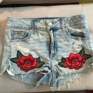 Floral Embroidered Jean shorts
